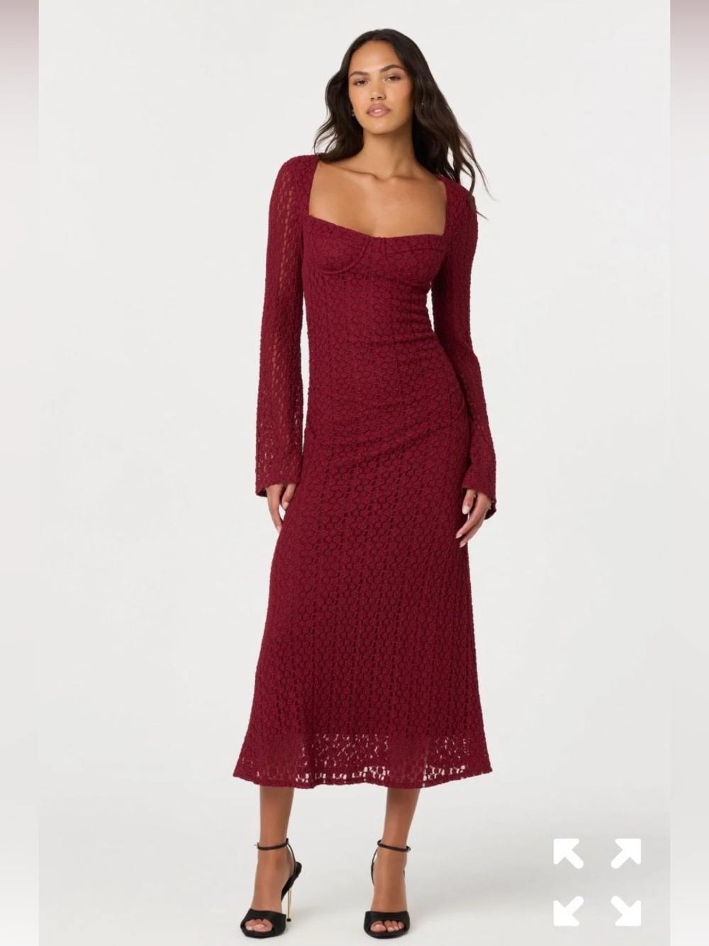 Tamia Floral Lace Bustier Midi Dress